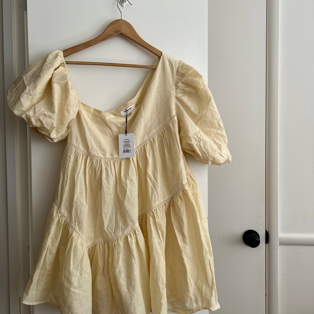 Off the shoulder puff sleeve mini dress
